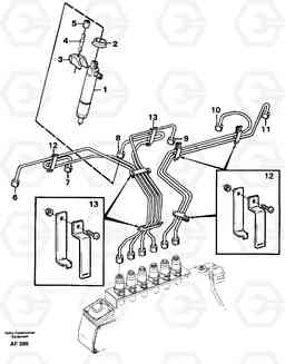 21088 Fuel lines, injectors L150/L150C VOLVO BM VOLVO BM L150/L150C SER NO - 2767/- 60708, Volvo Construction Equipment