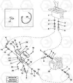 54055 Servo system: Control lines Lifting L50B/L50C VOLVO BM VOLVO BM L50B/L50C SER NO - 10966, Volvo Construction Equipment