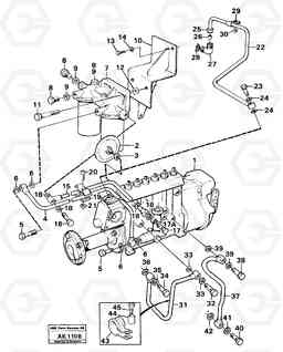 94148 Fuel pipes, injection pump - fuel filter L180/L180C VOLVO BM VOLVO BM L180/L180C SER NO -2532 / -60469 USA, Volvo Construction Equipment