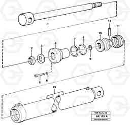 47474 Hydraulic cylinder. L180/L180C VOLVO BM VOLVO BM L180/L180C SER NO -2532 / -60469 USA, Volvo Construction Equipment