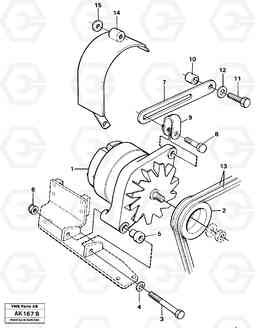 39041 Alternator with assembling details L180/L180C VOLVO BM VOLVO BM L180/L180C SER NO -2532 / -60469 USA, Volvo Construction Equipment
