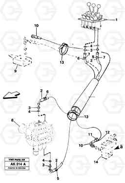 22511 Hose for 3rd function and attachment lock. L180/L180C VOLVO BM VOLVO BM L180/L180C SER NO -2532 / -60469 USA, Volvo Construction Equipment