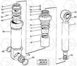 3278 Hydraulic cylinder. L180/L180C VOLVO BM VOLVO BM L180/L180C SER NO -2532 / -60469 USA, Volvo Construction Equipment