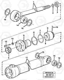 49397 Hydraulic cylinder. L180/L180C VOLVO BM VOLVO BM L180/L180C SER NO -2532 / -60469 USA, Volvo Construction Equipment