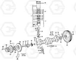 53660 Crankshaft and related parts L120C S/N 11319-SWE, S/N 61677-USA, S/N 70075-BRA, Volvo Construction Equipment