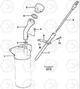 7270 Oil filler and dipstick L120C S/N 11319-SWE, S/N 61677-USA, S/N 70075-BRA, Volvo Construction Equipment