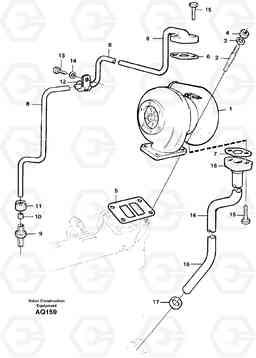 54629 Turbocharger with fitting parts L120C S/N 11319-SWE, S/N 61677-USA, S/N 70075-BRA, Volvo Construction Equipment