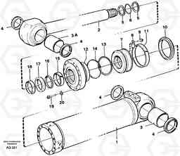 60433 Hydraulic cylinder Tilting L120C S/N 11319-SWE, S/N 61677-USA, S/N 70075-BRA, Volvo Construction Equipment