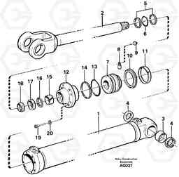 3287 Hydraulic cylinder Lifting L120C S/N 11319-SWE, S/N 61677-USA, S/N 70075-BRA, Volvo Construction Equipment