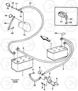 50880 Battery with assembling details L120C S/N 11319-SWE, S/N 61677-USA, S/N 70075-BRA, Volvo Construction Equipment