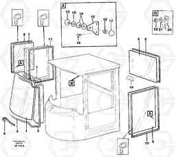 44456 Glass panes L50C S/N 10967-, OPEN ROPS S/N 35001-, Volvo Construction Equipment