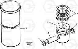 22911 Cylinder liner and piston L50C S/N 10967-, OPEN ROPS S/N 35001-, Volvo Construction Equipment