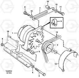 34574 Alternator with assembling details L150C S/N 2768-SWE, 60701-USA, Volvo Construction Equipment