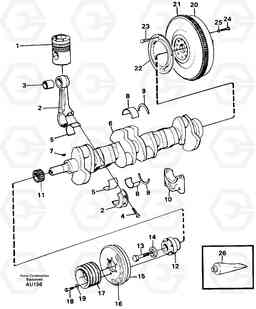 23565 Crankshaft and related parts L150C S/N 2768-SWE, 60701-USA, Volvo Construction Equipment