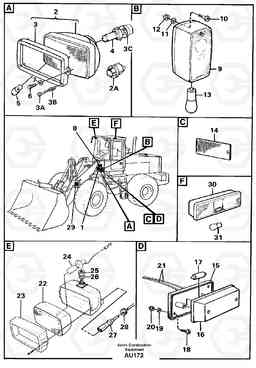 29754 Lighting, front L150C S/N 2768-SWE, 60701-USA, Volvo Construction Equipment