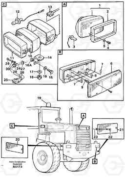 24756 Lighting, rear L150C S/N 2768-SWE, 60701-USA, Volvo Construction Equipment