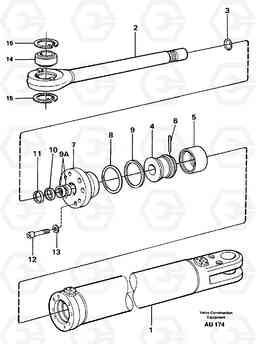 61600 Hydraulic cylinder L150C S/N 2768-SWE, 60701-USA, Volvo Construction Equipment