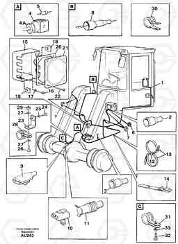 83174 Cable harness, front L150C S/N 2768-SWE, 60701-USA, Volvo Construction Equipment