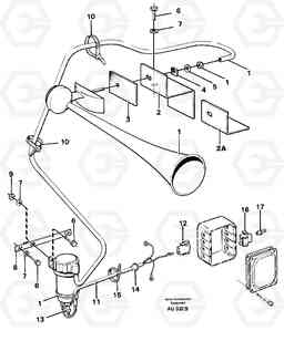 17025 Loud tone horn. L150C S/N 2768-SWE, 60701-USA, Volvo Construction Equipment