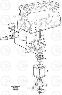 23569 Engine suspension. L150C S/N 2768-SWE, 60701-USA, Volvo Construction Equipment