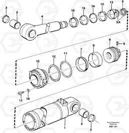24507 Hydraulic cylinder, tilt L180C S/N 2533-SWE, 60465-USA, Volvo Construction Equipment