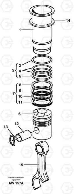 19538 Cylinder liner and piston L180C S/N 2533-SWE, 60465-USA, Volvo Construction Equipment