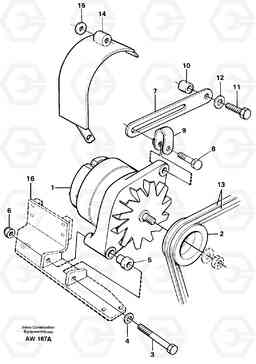41454 Alternator with assembling details L180C S/N 2533-SWE, 60465-USA, Volvo Construction Equipment