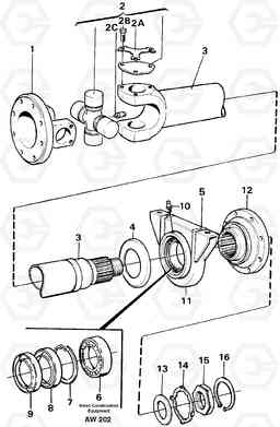 15416 Propeller shaft L180C S/N 2533-SWE, 60465-USA, Volvo Construction Equipment