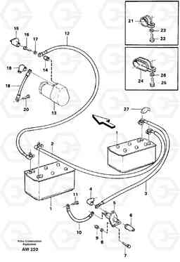 50949 Battery with assembling details L180C S/N 2533-SWE, 60465-USA, Volvo Construction Equipment