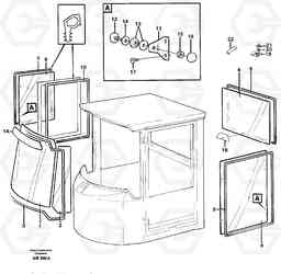 33566 Glass panes L180C S/N 2533-SWE, 60465-USA, Volvo Construction Equipment