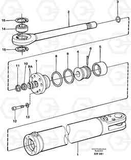 49408 Hydraulic cylinder L180C S/N 2533-SWE, 60465-USA, Volvo Construction Equipment