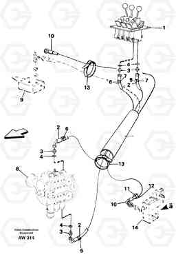 34711 Hose for 3rd function and attachment lock. L180C S/N 2533-SWE, 60465-USA, Volvo Construction Equipment