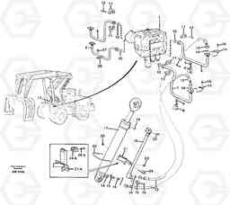 92335 Hydraulic cylinder with hose assembly, tilt function. L180C S/N 2533-SWE, 60465-USA, Volvo Construction Equipment