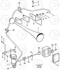 18047 Loud tone horn. L180C S/N 2533-SWE, 60465-USA, Volvo Construction Equipment