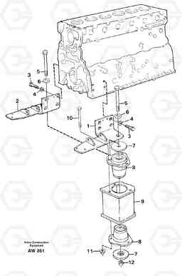 11326 Engine mounting L180C S/N 2533-SWE, 60465-USA, Volvo Construction Equipment