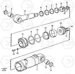 21409 Hydraulic cylinder, tilt L180C S/N 2533-SWE, 60465-USA, Volvo Construction Equipment