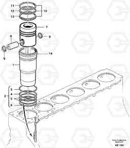 17509 Cylinder liner and piston L330C SER NO 60188-, Volvo Construction Equipment