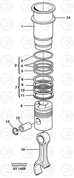 9719 Cylinder liner and piston L220D SER NO 1001-, Volvo Construction Equipment