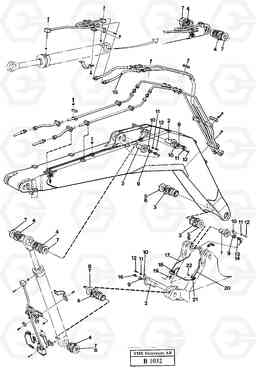 49707 Backhoe boom, connections and lubrication lines EW230 ?KERMAN ?KERMAN EW230 SER NO - 1447, Volvo Construction Equipment