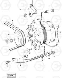 15544 Alternator with assembling details A20 VOLVO BM A20, Volvo Construction Equipment