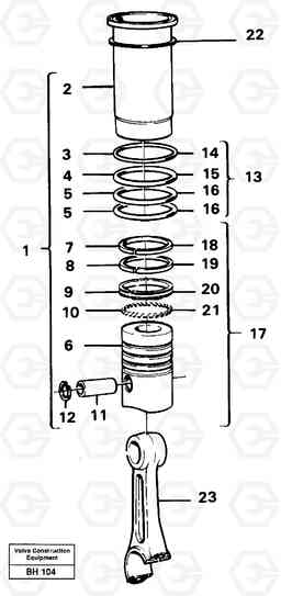 8739 Cylinder liner and piston A20C VOLVO BM VOLVO BM A20C SER NO - 3051, Volvo Construction Equipment