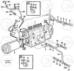 95991 Fuel injection pump, Oil pipes and vacuum hose A35C VOLVO BM VOLVO BM A35C SER NO - 4620,, Volvo Construction Equipment