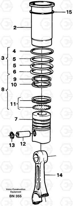 23012 Cylinder liner and piston A25C, Volvo Construction Equipment