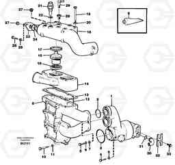 60971 Water pump and thermostat housing A35C SER NO 4621-, SER NO USA 60001-, Volvo Construction Equipment