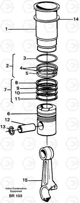 14884 Cylinder liner A40 SER NO 1201-, SER NO USA 60101-, Volvo Construction Equipment