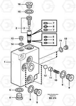 15358 Valve, circuit body and return valve A35D, Volvo Construction Equipment