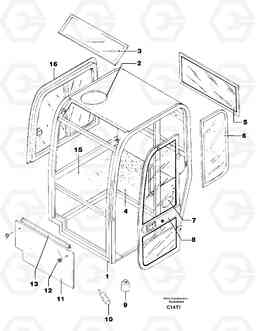 30199 Cab : glass EW50VV TYPE 256, Volvo Construction Equipment