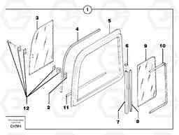 7140 Cab : sliding window ( right ) EC50VV TYPE 247, Volvo Construction Equipment