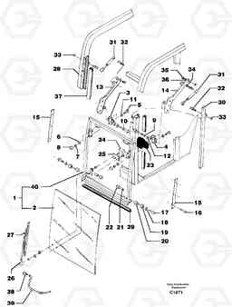 30202 Cab : sliding window ( front ) EW50VV TYPE 256, Volvo Construction Equipment