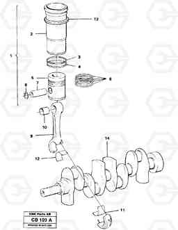 56330 Cylinder liner, piston and connecting rod EL70 VOLVO BM VOLVO BM EL70, Volvo Construction Equipment